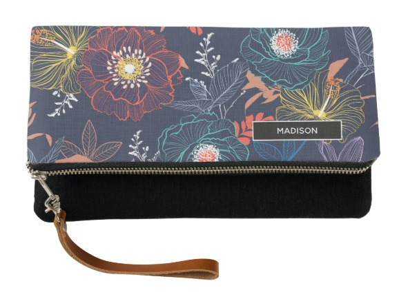 Classic Black and Floral Custom Clutch