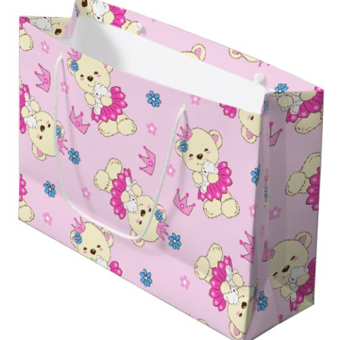 Pink Princess Bear Gift Bag